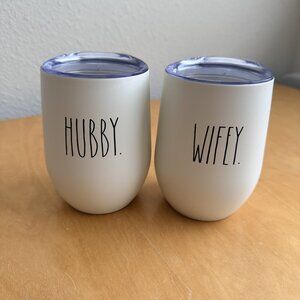 Rae Dunn Wifey Hubby Stainless Steel Tumblers Set NWOT